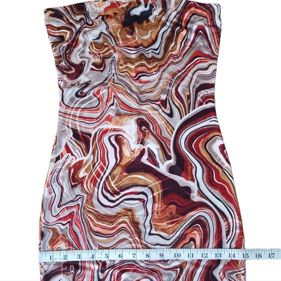 Womens Maxi Tank Dress Size Small Brown New Stretch Bodycon Gathered Sea Print - Picture 9 of 16